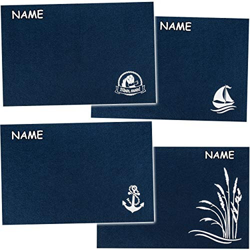 alles-meine.de GmbH Filz - Unterlage/Platzdeckchen/Platzset & Tischset - Maritim - Boot/Anker/Möwe - inkl. Name - dunkel blau - 45 cm * 30 cm - eckig - waschbar & schmutz..