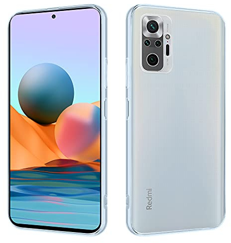 HSP Funda para Xiaomi Redmi Note 10 Pro, Carcasa Silicona, Transparente | No amarillea, antigolpes, cortes precisos, bordes elevados, cámara protegida, capa, protector para móvil y teléfono