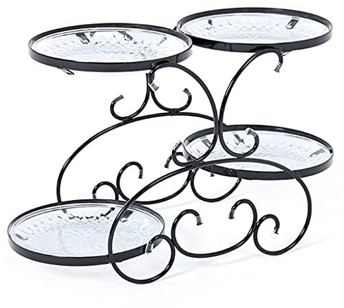 YYHSD Fruchtplatte Kristallglas Fruchtplatte, Genral Kuchenständer, Cupcake Stand Früchte Rack, mit Einer runden Acrylplatte, Schmiedeeisen Nachmittag Tee Stand (Farbe: Schwarz, Größe: 45x22x29 cm)