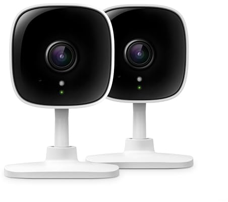 Tapo 2K Indoor Wired Security Camera - Works as a Baby Monitor & Pet Camera, Person/Motion/Baby Cry Detection, 2-Way Audio, Siren, Subscription-Free Local Storage or Optional Cloud, C110P2 (2-Pack)