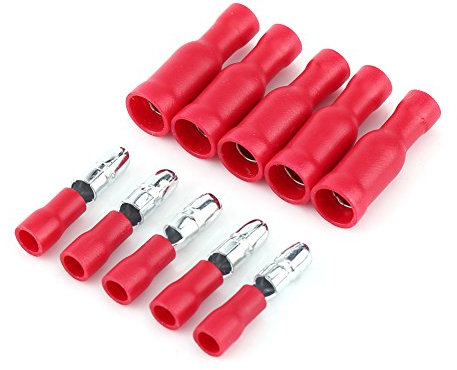 DEWIN Terminales Eléctricos, Conector Eléctrico Aislado Hembra y Macho Terminal de Crimpado para Cables de 0,5 a 1,5 mm² Rojo 50 piezas