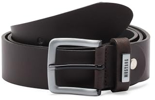 MUSTANG Herren Ledergürtel MG2101L15 35mm Gürtelbreite Braun Grau Schwarz, Größe:85cm, Farbe:Dunkelbraun (691)