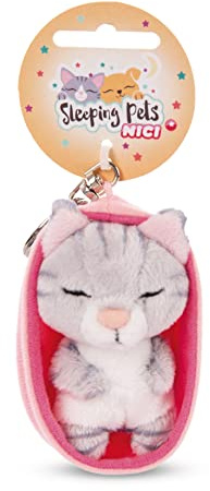 Portachiavi Sleeping Pets Gatto Grigio a Righe 8cm