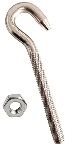 M8 Hakenschraube mit Mutter, Schraubhaken 304 Edelstahl mit Gewinde Ring Schraube für Innen- und Außenbereich zum Aufhängen von Zubehör, 10 Stück