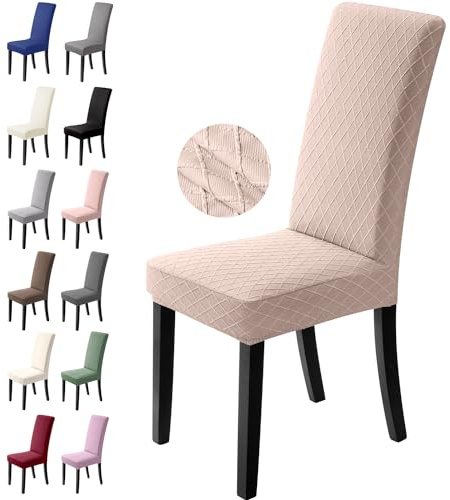 BalladHome Stuhlhussen 4er Set Stretch Stuhlbezug Stuhlüberzug Esszimmerstühle Bezug Universale Elastische Hussen waschbar Abnehmba für Hotel, Bankett, Büro, Partys Deko (4 Stück, Kamel)-L