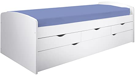 Betten-ABC Bubema Leno – Funktionsbett mit Schubladen und Bettkasten, 90x200 cm, weiß