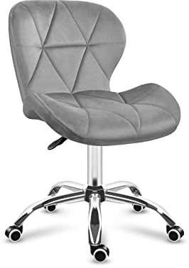 MARK ADLER Future 3.0 Homeoffice Stuhl, Schreibtischstuhl, Ergonomischer Bürostuhl mit Samtbezug und Metallrahmen, Höhenverstellbar, Bequem, Stabil, Geeignet für Arbeitszimmer oder Esszimmer, Grau