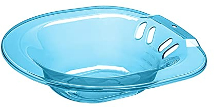 Perfeclan Toilet Sitz Bath, with Flusher 2000ml Hip Basin Bidet Drain Holes Steam Seat for Elderly, Blue