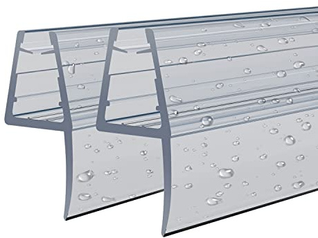 2 Stück Schwallschutz Duschdichtung Durchsichtig für 4-6mm dicke Glas Duschtür Dichtung Glastür Dusche Ersatzdichtung Glasdusche 100cm