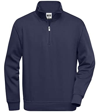 James & Nicholson Workwear Zip Sweat - Strapazierfähiges Sweatshirt mit kurzem Reißverschluss