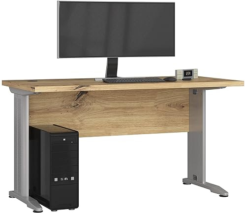 AKORD | Schreibtisch | Bürotisch | Computer-Schreibtisch mit Metallfüßen | 135 cm Breit | Home Office Laptop | Modernes Design | ABS-Kante | Laminierte Platte 32 cm | Kunsthandwerkliche Eiche