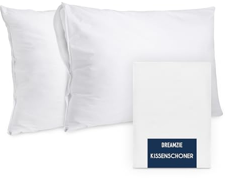 Copricuscino Letto Dreamzie 50x80 cm - Set da 2 - Impermeabile e OEKO TEX - Copri Cuscino Letto con Chiusura a Cerniera