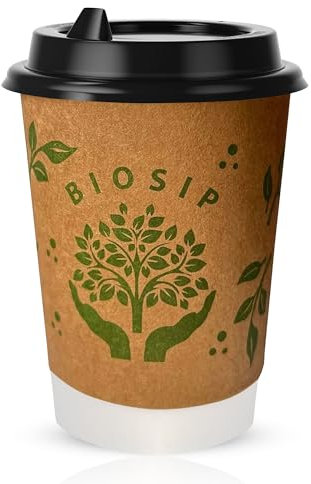 CHEF ROYALE 500 x 8oz Disposable Paper Coffee Cups with Lids Paper Cups for Hot & Cold Drinks Party Decor Cups for Your Home,Office (500, 8oz)