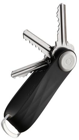 Orbitkey Active Key Organizer Lite – Durable Holder with Elastic Polymer Band, Carabiner Ring & Secure Locking Mechanism – Slim Pocket-Friendly Keychain for Everyday Carry & Travel (Jet Black)