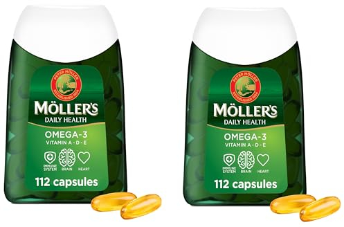Moller’s ® | Omega-3 Capsules | Fish Oil | Nordic Omega 3 Dietary Supplement with EPA and DHA and Vitamins A, D and E | 166-year-old-brand | Daily Health | 224 Capsules