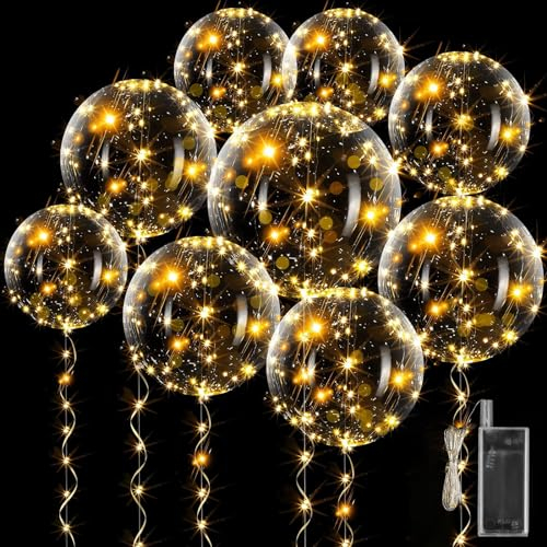 15 Piezas Globos Luminosos Globos Bobo, 20 Pulgadas Globos Transparentes, Globos Led Bobo Con 3m Cadena De Luces, Globos Helio Para CumpleañOs, Fiesta, Navidad, DíA De San ValentíN, Boda