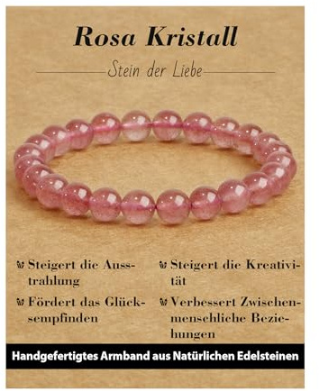 Landorilo Naturstein Armband für Damen Herren, 34 Natursteinarten | 8mm,Heilsteine Perlen Armbänder,Edelstein Chakren Perlenarmband,Personalisierte Geschenke,Energiekarte,Inklusive Ersatzperlen