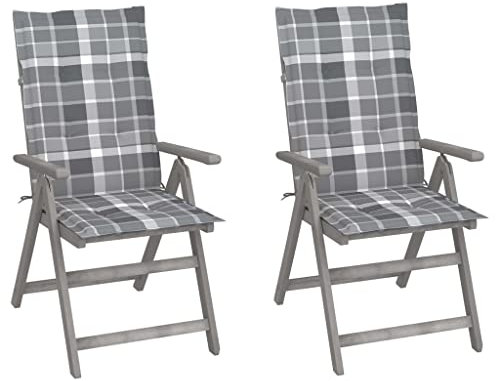 AJSEOYBS Gartenmöbel,Terrassenstühle,Atmungsaktive Gartenmöbel,Verstellbare Gartenstühle 2 STK. mit Auflagen Massivholz Akazie,Comfy Lounge Chair, Outdoor Möbelfür Rasen, Garten, Balkon im Freien usw