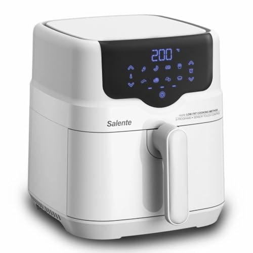 Salente HotAir Hot Air Fryer 2 in 1 with Grill, 4.3 L, Digital LED Touch Screen, 8 Programs, Timer Function, Oil-free, 80-200 °C, Energy-saving, White