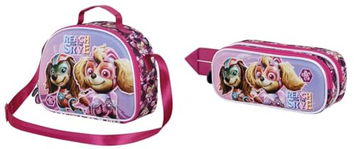 Paw Patrol Paramount Patrulla Canina Mighty - Bolsa Portamerienda 3D + Estuche Portatodo Doble 3D