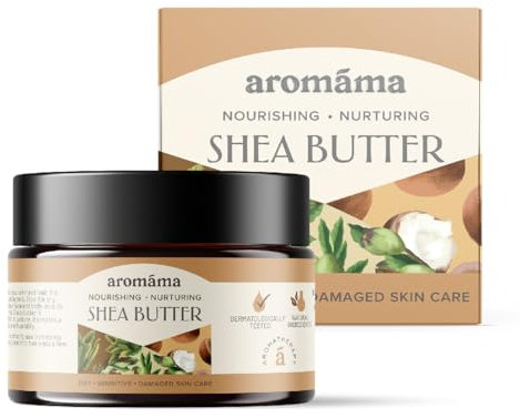Aromama Beurre de karité : nourriture pour la peau et les cheveux, peau sèche, endommagée, visage, peau, lèvres, mains, pieds, protection de la peau, nez, piqûres de moustiques, équilibre de la peau