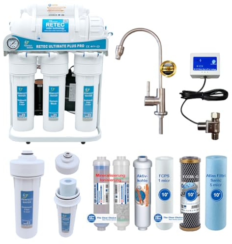 RETEC Osmoseanlage 1200 GPD Perfect Water No. 1 Ultimate Plus PRO Direct Flow kein Tank nötig Umkehrosmosewasserfilter Wasserfilter Trinkwasser Umkehrosmose Reverse Osmosis