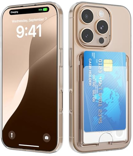 nicekool Hülle für iPhone 16 Pro mit Kartenfach für 2 Karten, Handyhülle Kartenhalter Transparente Rückseite Schutzhülle Dünn Weiche Stoßfest Handy Kartenetui Bumper Brieftasche Cart Case Cover