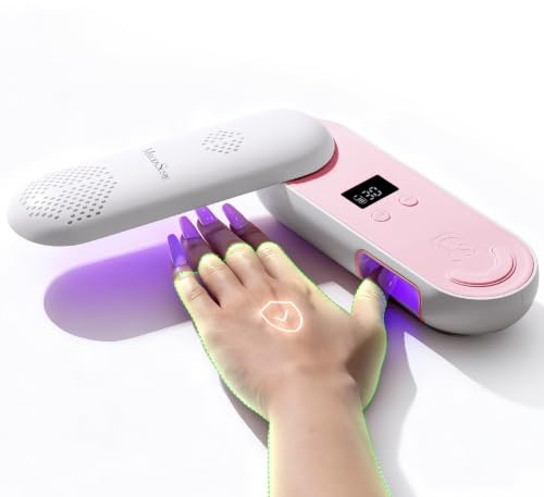 MelodySusie UV LED Nagellampe P-PLUS20F Kabellos Nageltrockner für Gelnägel | Anti-Schwarz, 240° Drehbar & Faltbar, LCD-Display, 2 Timer-Einstellungen, Tragbare für Gel Nagellack, Maniküre, Salon, Hause