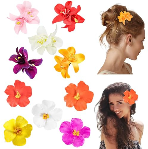 XFSRG 10 Piezas Pinzas Pelo Mujer Orquídeas Dobles Pinza Pelo Dulce y Versátil Estilo Bohemio para Playa Viaje Cita