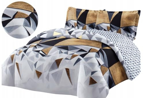 TEXTILOVE Bettwäsche 3-teilig Set 160x200 cm mit 2X Kissenbezug 70x80 cm Flauschige 100% Mikrofaser Flanell Warme Bettwäsche Modern Deckenbezug Rauten 7