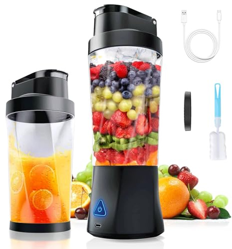 Idota Tragbarer Mixer 700ml Smoothie Maker to Go, Tragbarer Entsafter | mit 6 Klinge und USB Wiederaufladbar, für Fitnessstudio Büro und Reisen