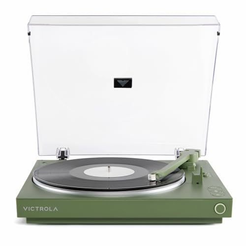 Victrola Automatic - Wireless Bluetooth Turntable - Green | Fully automatic playback, Audio-Technica cartridge, VINYLSTREAM Bluetooth output, RCA preamp (speakers sold separately)