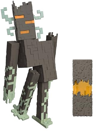 Mattel Minecraft - Personaggio Creaking, action figure dal design pixelato ispirata al videogioco con luci interattive, suoni e accessorio a forma di cuore crepitante, 6+ anni, JKR45