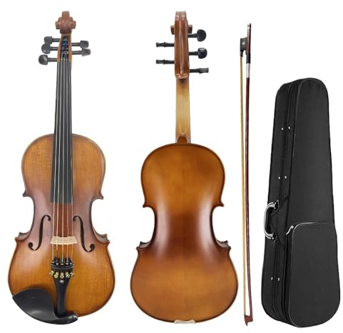 Yinfente Alto acoustique à 5 cordes de 40,6 cm pour étudiants, débutants, instrument d'alto complet professionnel fabriqué à la main avec étui, archet du Brésil, chiffon de nettoyage, chevalet, cordes