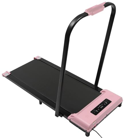 Intelligentes Gehpad, Untertisch-Laufband mit Griff und LED-Anzeige, Fläche 0,6 m², Faltbar, 1-6KM/H Laufband Elektrisch Trainingsgerät für Zuhause, Büro, Rosa