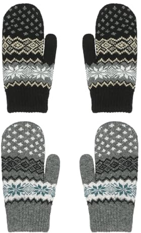 Handschuhe Warm Fäustlinge Damen Herren Winterhandschuhe Unisex Weiche Schneehandschuhe Gefüttert Handwärmer Strick Fausthandschuhe Winter Strickhandschuhe Dicke Skihandschuhe für Radfahren Outdoor
