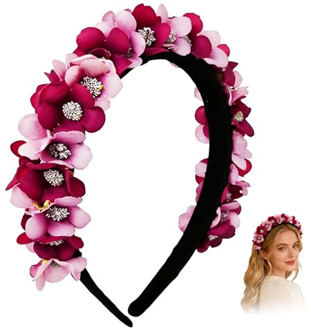 Haarreif Dirndl Blumen,Haarband Trachten Haarschmuck Blumen,Blumen Haarkranz,Künstliches Blumen Haarreifen,Damen Mädchen Kopfschmuck,Mädchen Kopfband,für Hochzeit Karneval Mottoparty