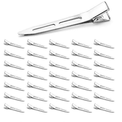 40PCS Pince Cheveux Pinces à Cheveux Pinces Crocodiles, Pinces Crocodile en Métal Argenté 5,5 cm pour Sectionnement Coiffure, Clips Alligator Styling Boucles et Accessoires Capillaires DIY