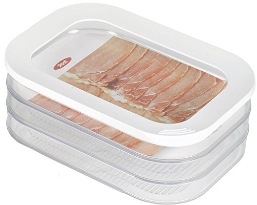 Mepal | Vorratsbehälter Wurstwaren Modula 3-lagig | Kühlschrank - Vorratsbox mit Deckel | Geeignet zur Aufbewahrung von Fleischprodukten | Vorratsboxen | 3x 550 ml - Nordic White