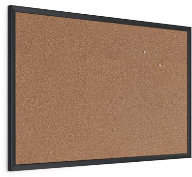 U Brands Cork Bulletin Board, 24'' x 36'', Black Wood Frame