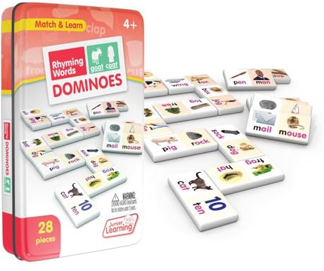 Junior Learning Rhyming Word Dominoes Educational Action Games, Multi, Model: JL490