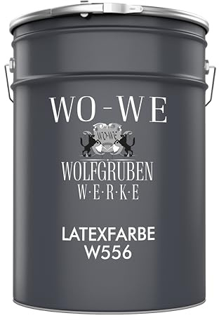 WO-WE Latexfarbe Innenweiß Abwaschbare Wandfarbe Wohnraumfarbe Küchenwandfarbe Seidenmatt W556 Weiß - 20L