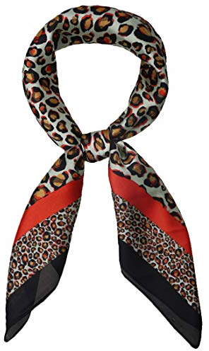 sourcing map Seide Quadratische Schals Tiermuster Leopard Halstuch Kopftuch Orange 70 x 70cm