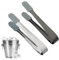 Mousyee Pinzas para Hielo, 2 Piezas Pinzas Hielo Pinzas para Azúcar de Acero Inoxidable Plateadas y Negras de 13,3 x 1,6 cm con Cabezal de Silicona Antideslizante para Restaurante Familiar Bar Hotel
