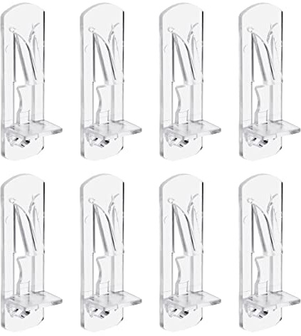 Hitefu - 30 picchetti di supporto per mensole da 8 x 16 mm, in plastica, con perni di bloccaggio, per mensole di bloccaggio, trasparenti, con foro di 8 mm di diametro