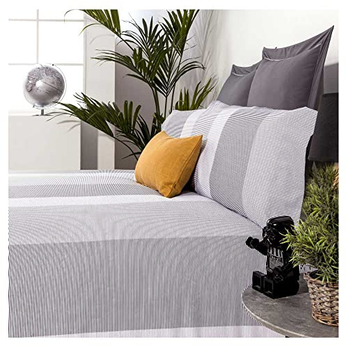 COTTON ARTean Segment Housse de couette 50 % coton 50 % polyester Fermeture à boutons Housse de couette (260 x 240 cm) + 2 taies d'oreiller (63 x 63 cm) Couleur grise