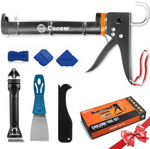 Cocew Caulk Gun Kit, Smooth Silicone Caulking Gun Remover Scraper, Scraping Tool - Carbon Black Scraper