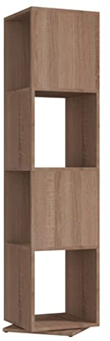 vidaXL Drehregal Drehbar Regal Ordnerregal Standregal Bücherregal Aktenregal Büroregal Deko Mehrzweckregal Sonoma-Eiche 34,5x34,5x147,5cm Holzwerkstoff
