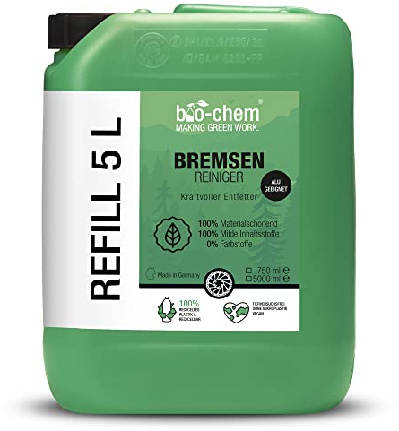 bio-chem - Detergente per freni 5L - Manutenzione di biciclette, mountain bike, e-bike, moto, auto - Detergente e sgrassante per impianti frenanti bici da strada, elettriche e MTB