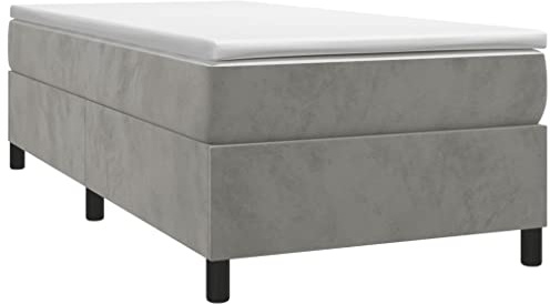 vidaXL Estructura de Cama con Somier, Somier Individual de Listones, Base de Cama Tapizada, Mueble para Dormitorio Hogar, Terciopelo Gris Claro 90x190 cm